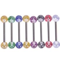 8PCS Set Colorful Glitter Tongue Rings Barbell Ball Body Piercing Jewelry for Women Men Labret, Lip Piercing Jewelry&Oral