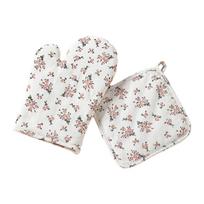 2Pcs Cotton Linen Microwave Oven Gloves Heat Resistant Anti-Scalding Baking Gloves with Pothholder Heat Insulation