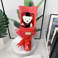 Creative Lovely Graduation Bear Bouquet Animal Simulated Little Bear Bouquet Personality Celebrate Bouquet Commencement raudona