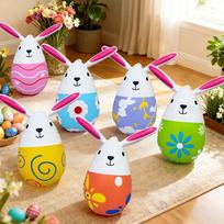 2026 Easter Inflatable Eggs Bunny Decor PVC Giant Balloon Ornament Outdoor Yard Party Decoration 6PCS