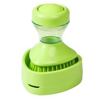 Creative Kitchen Dish Brush Press Cleaner Press To Dispense Cookware Cleaner Brush Non-Slip Time-saving žalia