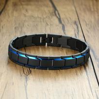 Vnox 12mm Men's Bracelets Stainless Steel Link Chain Stylish Casual Gents Wristband Chunky Punk Gothic Male Jewelry mėlyna