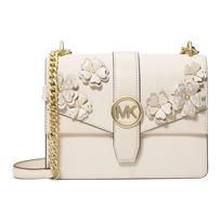 MICHAEL KORS shoulder bag Greenwich three-dimensional floral decoration metal accessories chain design artificial leather small size women's light auksas