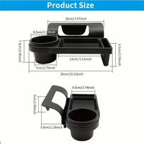 Car Drink Holder with Tray, Door Cup Holders for Vehicles Rack for Automotive Vehicle Truck Window Door Cell Phone Earphone Key