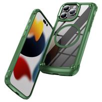 Compatible with Magnetic for iPhone 17/16/15/14/13/12/11 Pro Max Case, Plating Camera Protection, Scratch-Resistant Crystal Back For iPhone 11 alyvuogių žalios spalvos