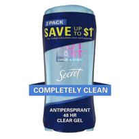 Secret Outlast Clear Gel Antiperspirant Deodorant For Women, Completely Clean, 2 Ea