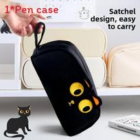 Black Cat Capybara Plush Big Storage Pen Bag For Kids School Supplies Storage