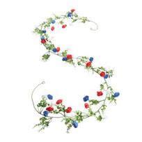 Decorative Rattan Wreath USA Independence Day Artificial PE Vine Garland Red White Blue Daisy Flower Swag for Patriotic Party Decor Indoor Outdoor Use B