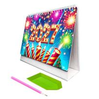 Diamond Art Desk Calendar Kit, 2027 Diamond Art Calendar Craft Kit, 12 Monthly Calendar from Jan to Dec, DIY Tabletop Calendar for Home Office Decor A