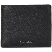 Calvin Klein Simple business casual pebble pattern multiple card slots cow leather wallet men's space black