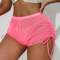 Women's Mesh High-Waisted Elastic Sports Shorts Bikini Small rožinė