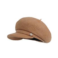 Dome Wool Beret Cap British Style Octagonal Brimless Hat Casual Women Artist Hat  Work