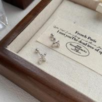 S999 Sterling Silver Balloon Dog Stud Earrings for Women - High-End Screw Back, Pure Silver, Ear Hole Care Pure Silver
