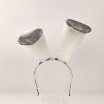 Arctic Hare Cosplay Ears Headband - Rabbit Police Officer Design balta