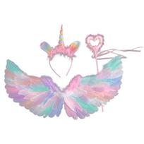 [TOMMYFIELD] Unicorn Costume Headband Wings Kids Feather Fairy Costume Cosplay