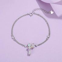 Tichia Moonlight Lover S925 Sterling Silver Bracelet with Dreamy Cubic Zirconia Moon Bow. S925 Silver