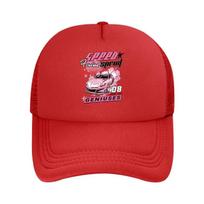 Pink Retro Racing Car Graphic  Mesh Baseball Cap Hip Hop Adjustable