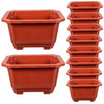 10Pcs Reusable Plastic Flower Pot Large Rectangular Bonsai Planter for Indoor Garden Decor Transplanting Household Flowerpot 17.7X13X10CM