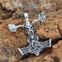 Nordic Viking Thor's Hammer Triquetra Titanium Pendant Necklace
