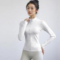 Fleece stand-up neck sports jacket for women, thin and versatile fitness clothes, elastic and tight long-sleeved yoga clothes, top, spring style. S