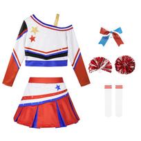 [LOLANTA] Children's Cheerleader Costume, Dance Costume for Girls, Cheer Dance Kids Costume, Halloween Cosplay, with Pom Poms, Socks, and Hair
