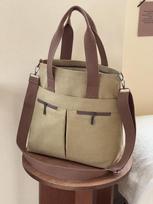 Hylhexyr Lazy Commuting Hand Held Shoulder Bag Canvas Casual Tote Fashi Versatile Student Tote Bags chaki