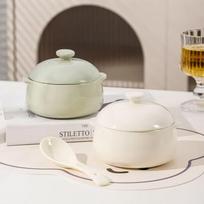 Deou Xingguang 5-Inch Ceramic Double-Ear Steaming & Stewing Bowl with Lid