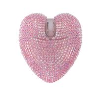 Bluetooth Wireless Mouse, 2.4GHz & USB Compatible, Cute Crystal Heart Shape, Rechargeable, Compact, Wireless, Compatible with
