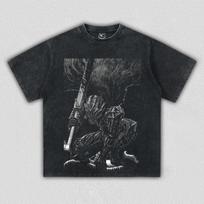 benber Berserk Griffith Print Tshirt Men Women Washed Oversized Yk Streetwear Harajuku Summer Short Sleeve Cotton Female Male S