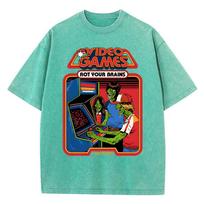 benber vintage style Video Games Rot Your Brain Wash Retro Mens Loose T Breathable Couple S