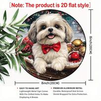 Planetjuice Shiba Inu Christmas Round Wreath Metal Wall Decor x Inch Aluminum Gift Holiday Home Decoration 20x20