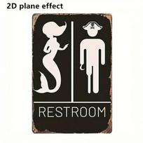 Planetjuice Mermaid Pirate Restroom Sign Vintage Wall Decor 15x20cm 2D Plane Effect Nautical Bathroom Art for Beach Sailing Theme Home Halloween Decor (as the picture,20x30)