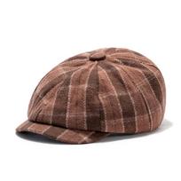 Print Plaid Painter Beret Hat Comfortable Octagonal Beret Flat Peaked Cap  Outdoor Activities