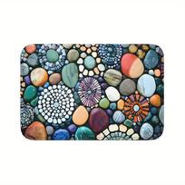 Vibrant Pebble Mosaic Doormat - High-Quality Non-Slip Mat,Colorful Stone Design for Nature and Art Lovers,Unique Home Decor 40x60cm