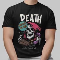 Death Skeleton Graphic T-Shirt Vintage Streetwear Grim Reaper Tee Unisex Black M