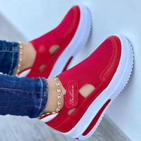 Colorblocking Hollow Solid Color Women Breathable Velcro Thick Bottom Sports Running Shoes for Daily Outdoor Walking Jogging 35