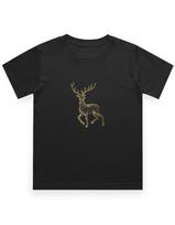 Round Neck Children's T-shirt (Boys) - Stardust Stag (10 Colours) - Black - 0-12M 110