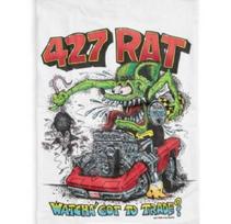 Men's Ed Big Daddy Roth Rat Fink 427 Rat Hot Rod White Cotton T-Shirt L