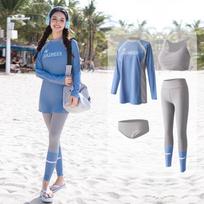 Women's Two-Piece Long Sleeve Quick-Dry Surfing Suit with Sun Protection XL