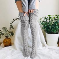 Women’s Cable Knit Thigh High Socks Cozy Over-the-Knee Warm Winter Boot Stockings for Fashionable Comfort 105cm