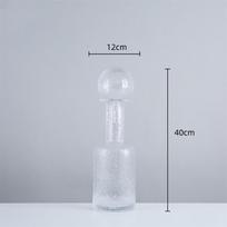 Glass Vase Transparent Hammer with Lid Grey Round Cover Glass Bottle Floral Arrangement Accessories Terrarium Home Decoration