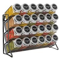 4 Tier Cupboard Storage Shelf Carbon Steel Spice Seasoning Organizer Non-Slip Pantry Organizer Stand for Home Kitchen juoda