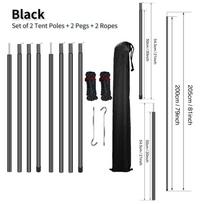 Set of 2 Tent Poles Adjustable Tarp Poles Steel Rods for Sun Shelter Tarp Canopy Camping Replacement With Pegs & Ropes