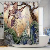 Fantasy Forest Fairy Shower Curtain Gothic Mystical Nature Wall Art Decor Home (as the picture,90x180cm)