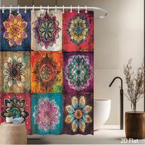 Vibrant Mandala Flower Shower Curtain – Colorful Boho Bath Decor, 59x70.8in & More Sizes, Easy to Clean (as the picture,90x180cm35x71in)