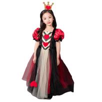 [cnstone] Children's Dress, Alice Queen Dress, Fairy Tale Style, Red, Girl's Halloween Costume (8T Height 125-135CM)