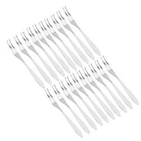 20Pcs Easy Clean Rustless Steel Fruit Fork Polished Rust Resistant Ice Cream Fork Anti Slip Long handle Dessert Fork Dining sidabras