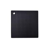 7Colors Square Heat Resistant Silicone Pad Drink Cup Coasters Non-slip Pot Holder Table Placemat Kitchen Accessories Tools (Black,17.5x17.5cm)