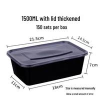 1500ml Black Rectangular Disposable Meal Prep Containers