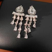 18K Gold Plated Zircon Water Drop Tassel Ear Clip - Fashionable Niche Earrings with a Luxurious Feel.